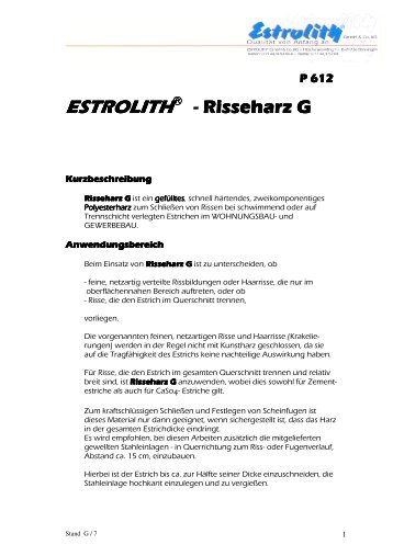 P 612 â ESTROLITH Â® - Risseharz G