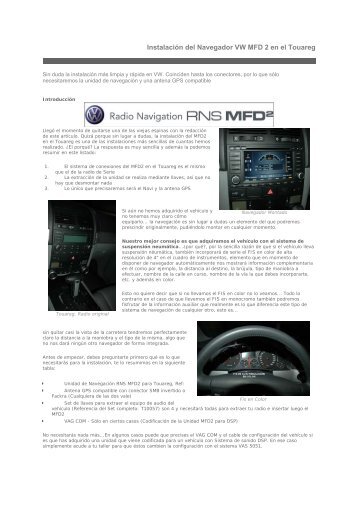 Instalacin del Navegador VW MFD 2 en el Touareg - epc.net.pl