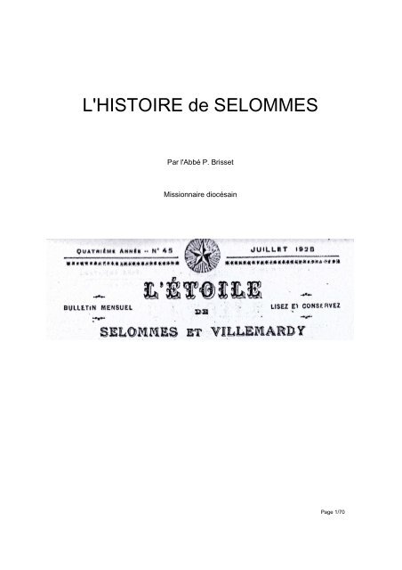 Histoire de Selommes - Cercle de Recherches GÃ©nÃ©alogiques du ...