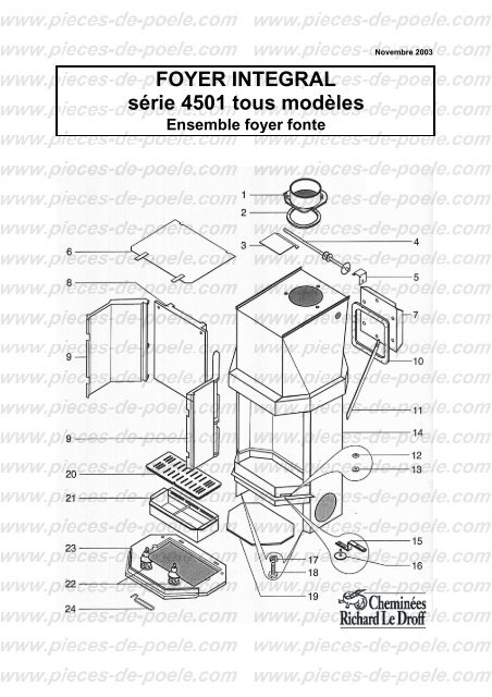 Grille de décendrage 10766PB de pôele à bois Supra - Pièces