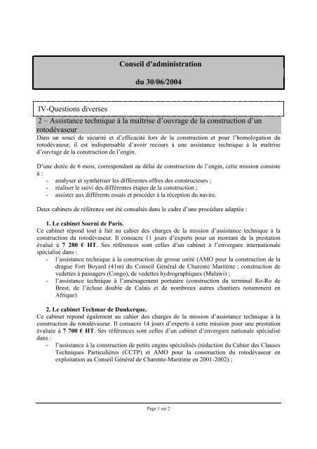 Conseil D Administration Du 30 06 04 Iv Questions Diverses 2