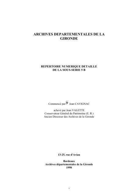 5 B SÃ©nÃ©chaussÃ©e et siÃ¨ge prÃ©sidial de Libourne - Archives ...