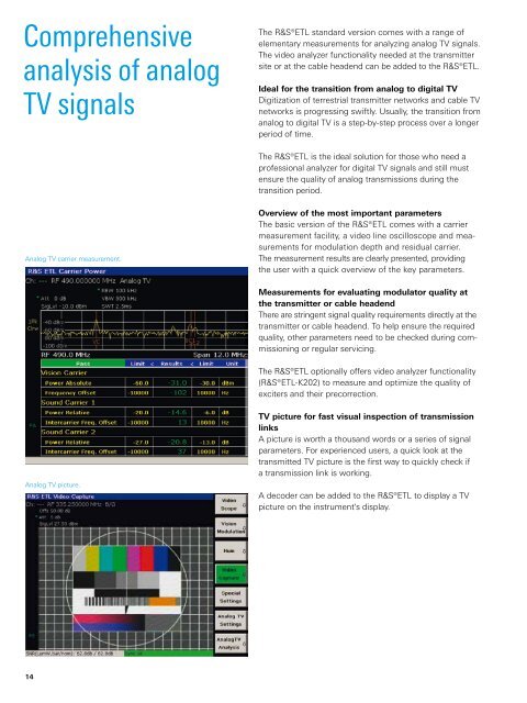 R&SÂ®ETL TV Analyzer - Product Brochure - Rohde & Schwarz