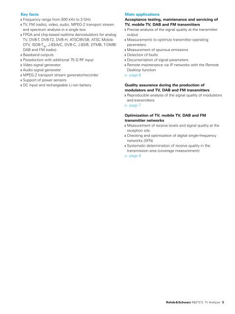 R&SÂ®ETL TV Analyzer - Product Brochure - Rohde & Schwarz