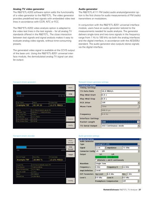 R&SÂ®ETL TV Analyzer - Product Brochure - Rohde & Schwarz