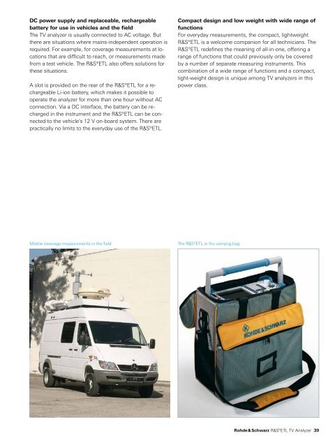 R&SÂ®ETL TV Analyzer - Product Brochure - Rohde & Schwarz