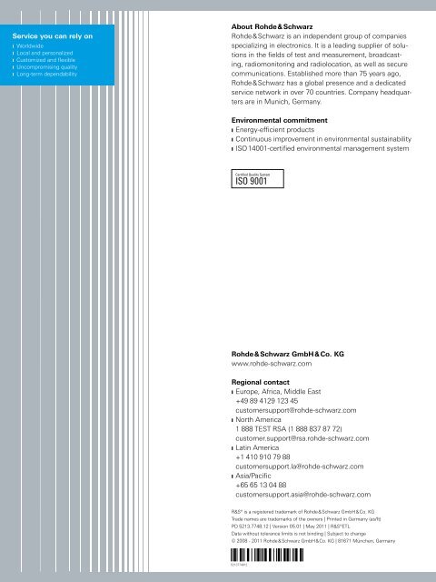 R&SÂ®ETL TV Analyzer - Product Brochure - Rohde & Schwarz