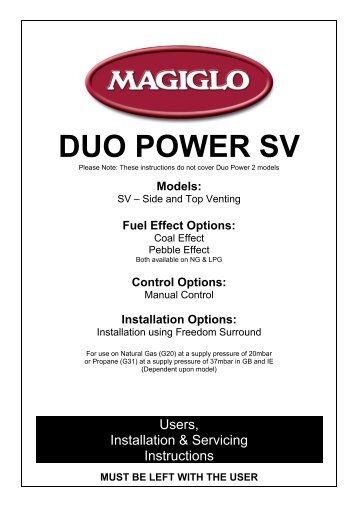 Magiglo Duo Power side vent fitting instructions - The Fire Basket