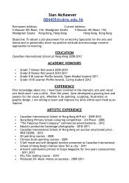 Sian McKeever Resume - Canadian International School of Hong ...