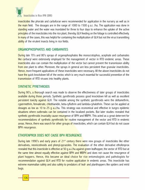 priciples of insecticide use in rice ipm