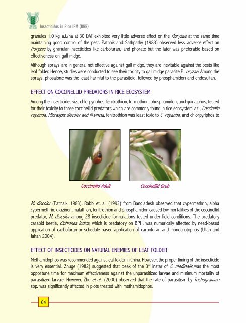 priciples of insecticide use in rice ipm