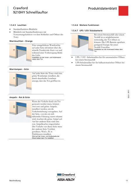 Crawford 9210HY Schnelllauftor Produktdatenblatt - Crawford hafa ...