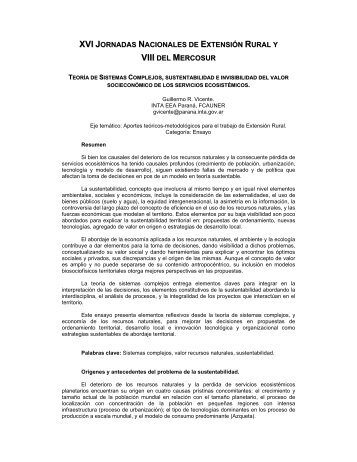 teoría de sistemas complejos, sustentabilidad e ... - aader.org.ar