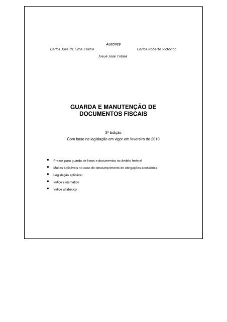 GUARDA E MANUTENÃÃO DE DOCUMENTOS FISCAIS - Fenacon