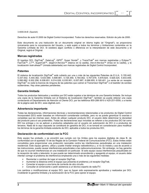 Sistema de Localización Mark IV Manual del Operador