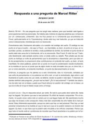 Jacques Lacan - Respuesta a una pregunta de Marcel Ritter (26.01.1975)