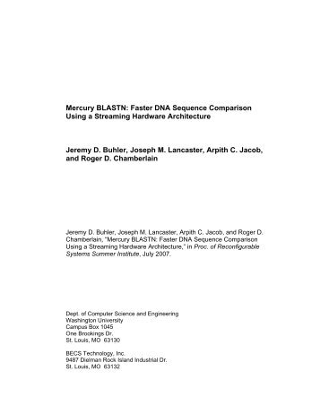 Mercury BLASTN: Faster DNA Sequence Comparison Using a ...