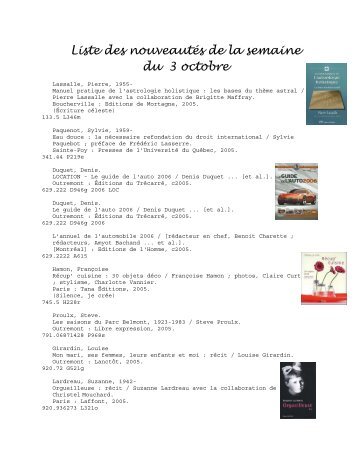Report Log for Liste des titres - Ville de Sainte-Catherine
