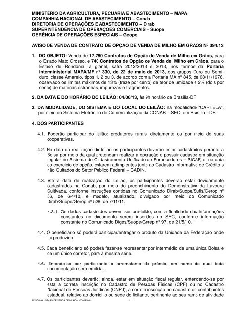 Contrato Opção Milho (.pdf) - Conab