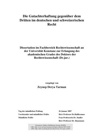 Die Gutachterhaftung gegenüber dem Dritten im deutschen und ...