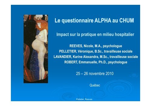 Le questionnaire ALPHA