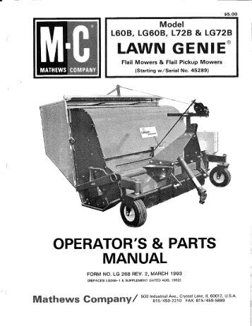 J B Mathews Company Manuals