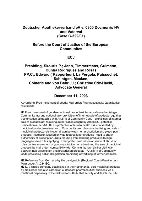 Case C-322/01 - British Institute of International and Comparative Law