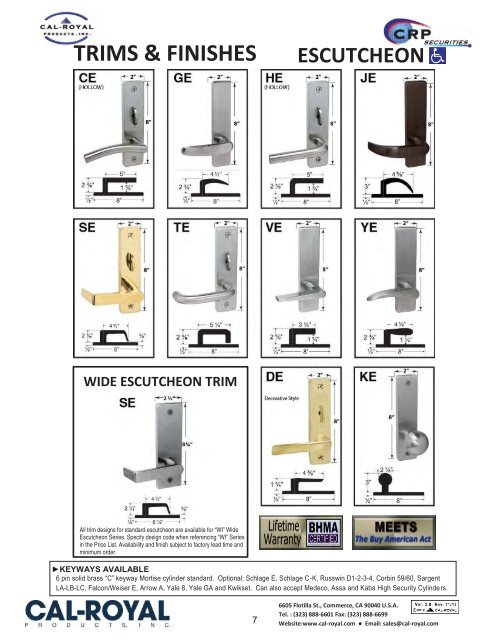 ARCHITECTURAL BUILDERS HARDWARE CATALOG - Cal-Royal