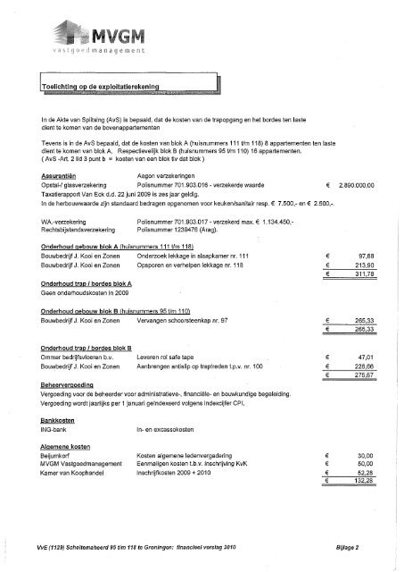 Scheltemaheerd 95 t/m 118 te Groningen Financieel verslag 2010