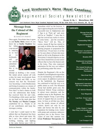 Regimental Society Newsletter S s - Lord Strathcona's Horse