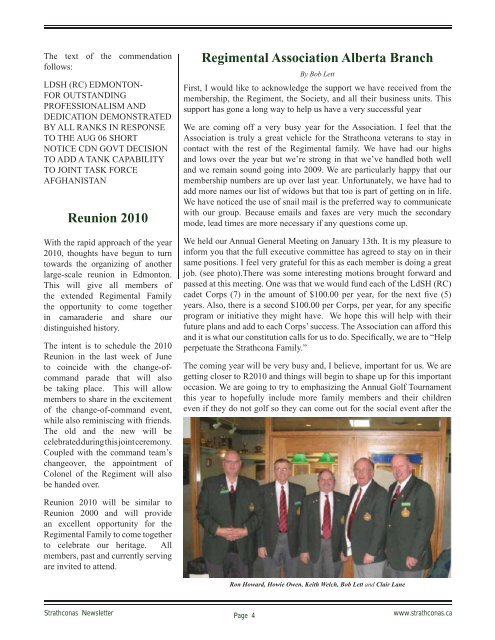 Regimental Society Newsletter S s - Lord Strathcona's Horse