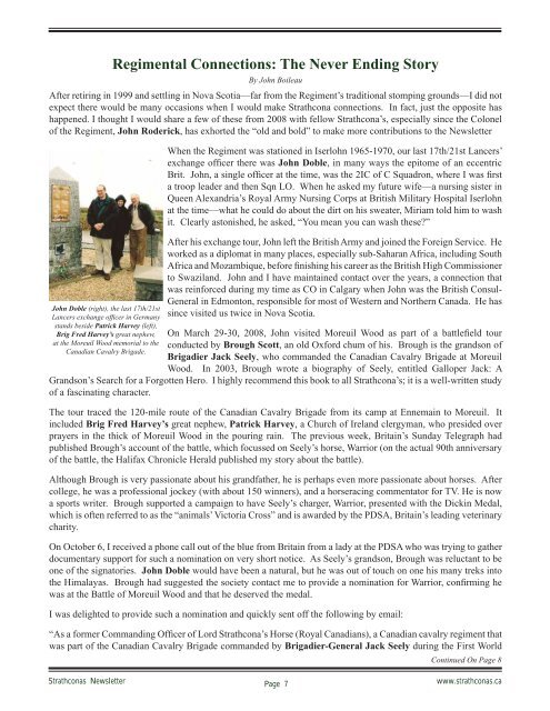 Regimental Society Newsletter S s - Lord Strathcona's Horse