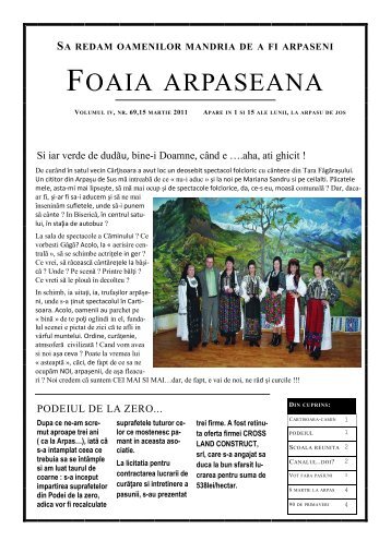 Foaia Arpaseana VOLUMUL 4, NR.69, 15 MARTIE 2011