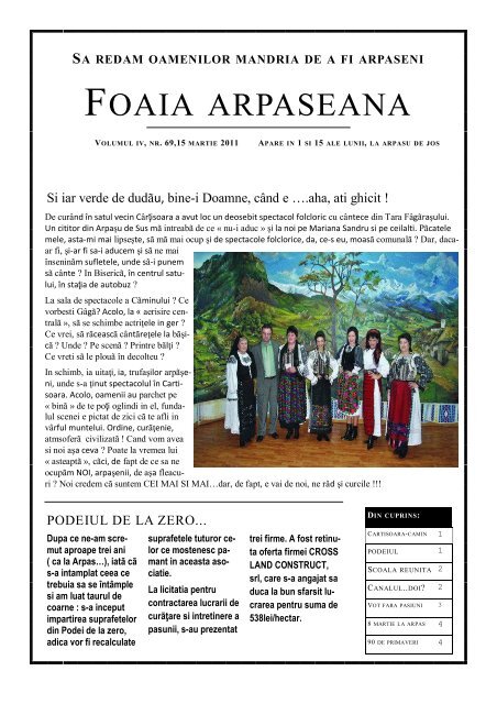 Foaia Arpaseana VOLUMUL 4, NR.69, 15 MARTIE 2011