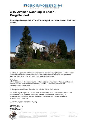 3 1/2 Zimmer-Wohnung in Essen - Burgaltendorf - Geno Immobilien ...