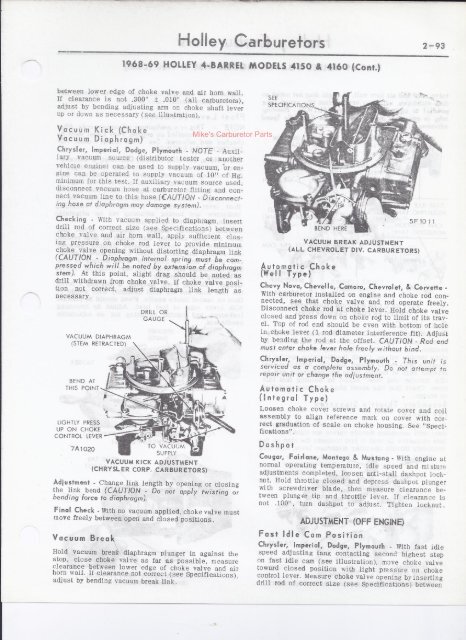 1968-69 Chevrolet & Ford - Mikes Carburetor Parts