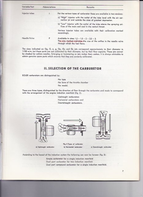Solex Selection and Tuning of the Carburetor - Mikes Carburetor Parts