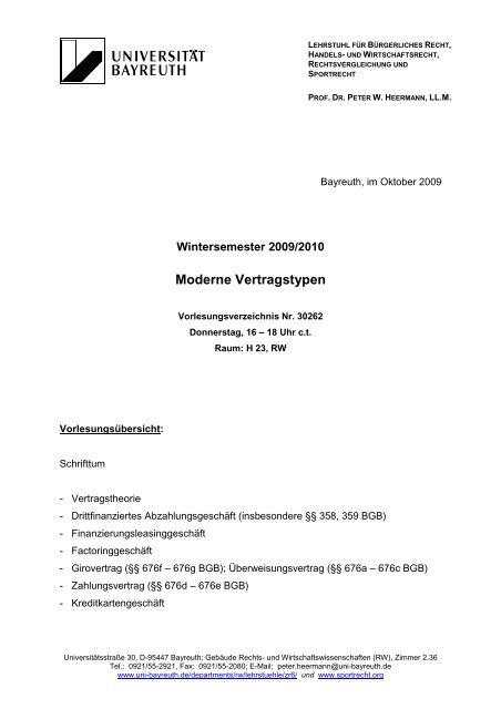 Moderne Vertragstypen - Lehrstuhl für Bürgerliches Recht, Handels ...