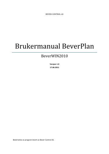 Brukermanual BeverPlan - Bever Control AS