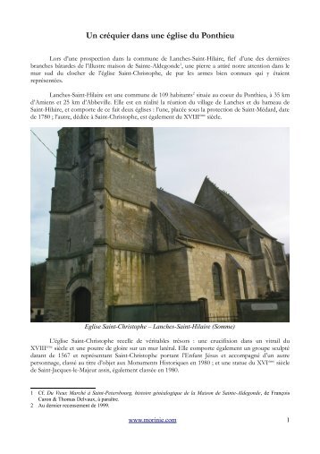 Un crÃ©quier dans une Ã©glise du Ponthieu - Morinie