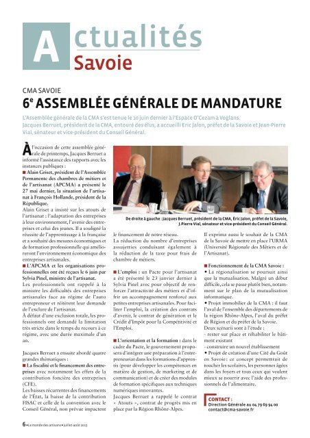 Le Monde des artisans en Savoie nÂ°95 - Juillet / AoÃ»t 2013