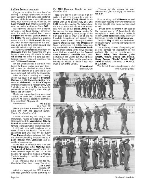 Regimental Museum Report Strathcona Mounted Troop Report