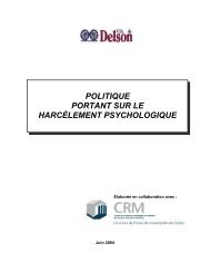 politique portant sur le harcÃ¨lement psychologique - Ville de Delson