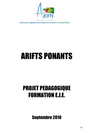 Projet pédagogique du PONANTS - Arifts