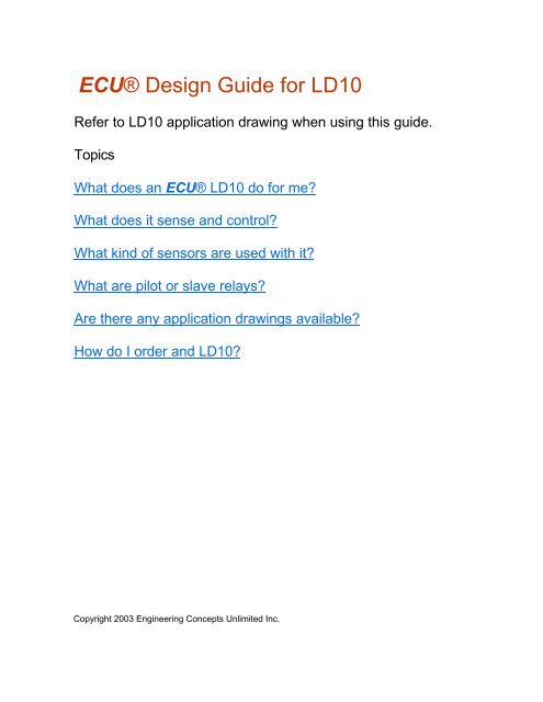 Ecu Design Course ECU® Design Guide for LD10 - Engineering Concepts Unlimited
