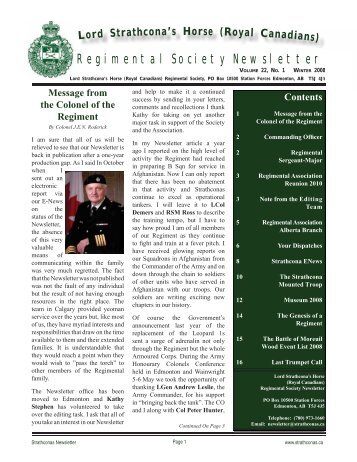 Regimental Society Newsletter - Lord Strathcona's Horse