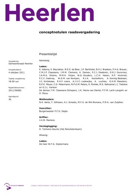 conceptnotulen raadsvergadering - Gemeente Heerlen