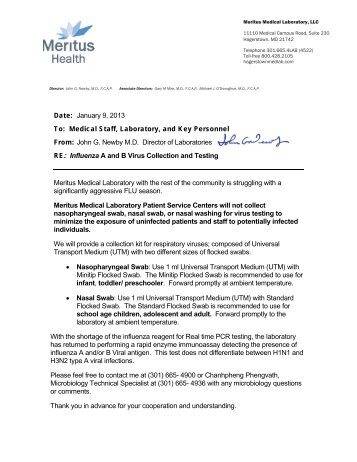 Influenza Update Memo - Meritus Health