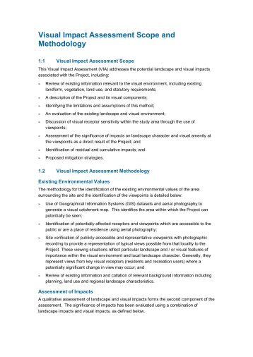 Appendix X - Scope and Methodology for Visual Impact Assessment