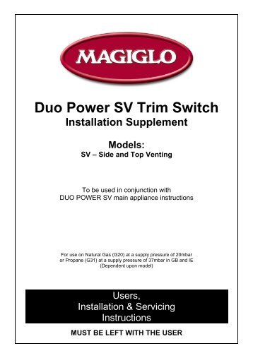 Magiglo Duo Power side vent trim switch fitting ... - The Fire Basket